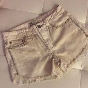 Free people denim shorts 25 acid wash beige cream